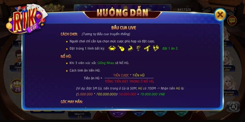 Luật chơi Bầu Cua Live Stream Rikvip như thế nào?